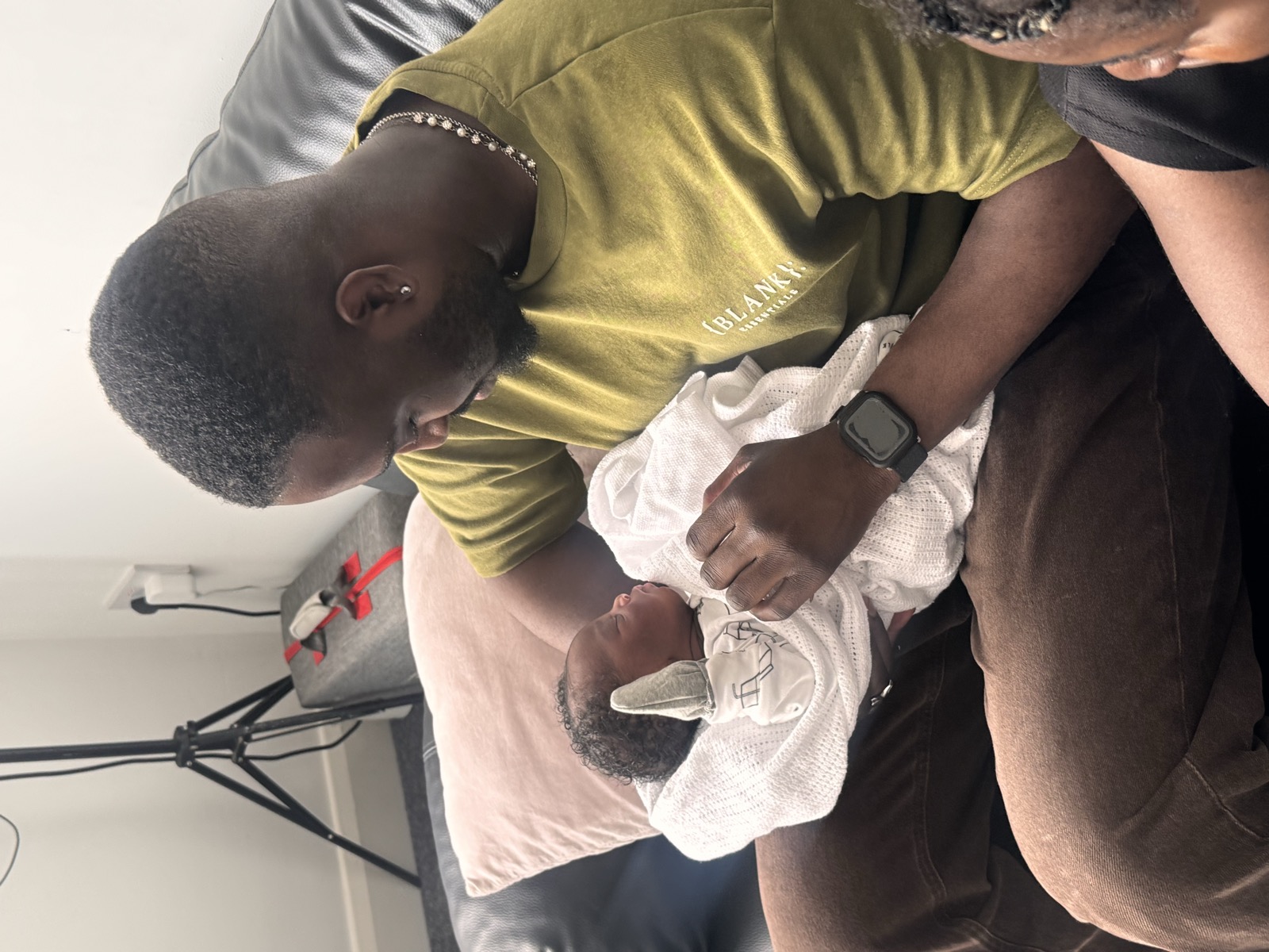 Dad and baby bonding at home