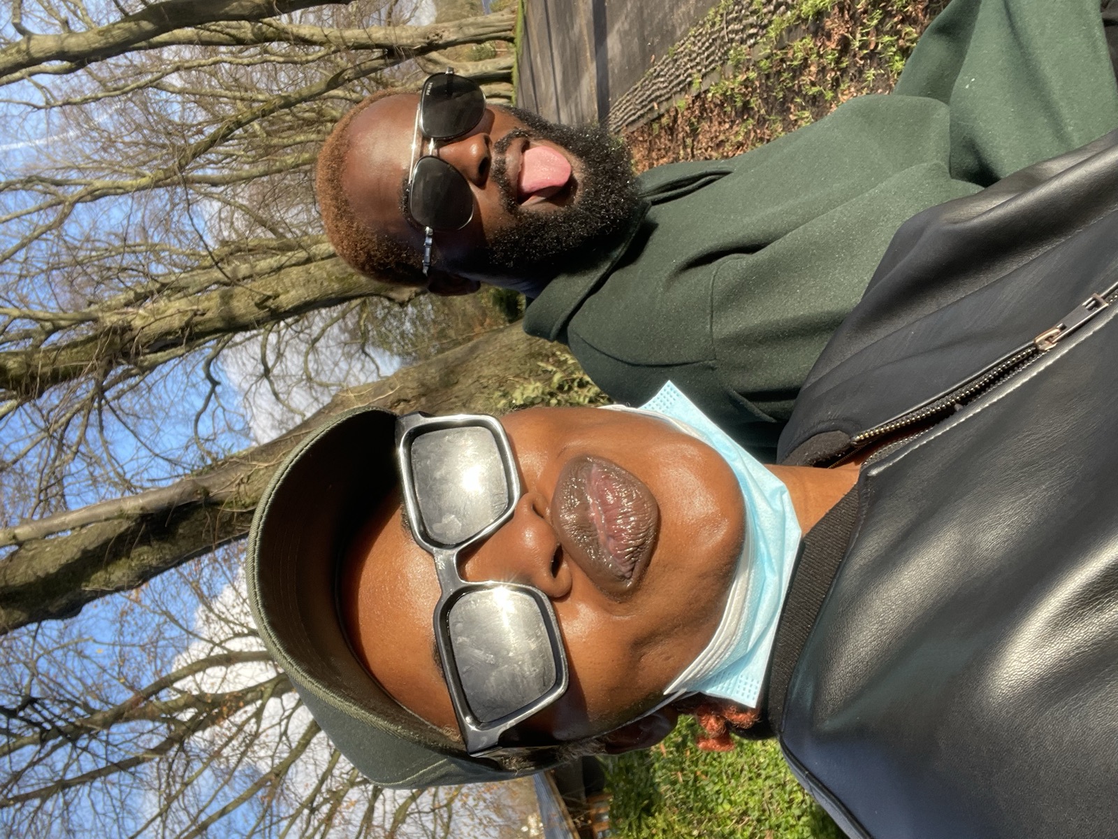 David and Adewunmi outdoors